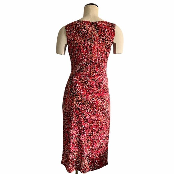 Jessica Howard Sz 6 Sleeveless Sheath Dress Drape Waist Pink Multicolor #230L - Picture 3 of 6